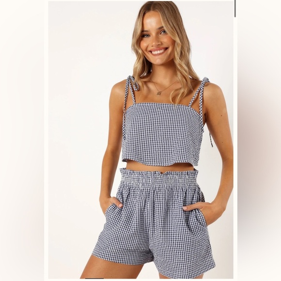 The Callum Short Set in Navy Gingham - Picture 2 of 6